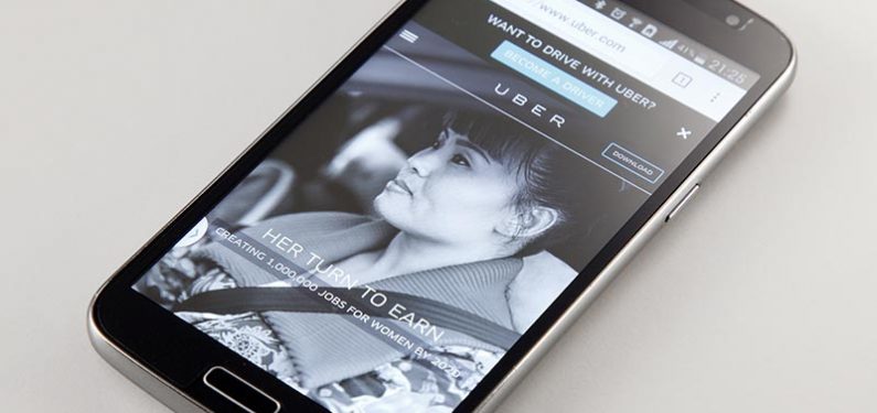 Uber website on mobile phone