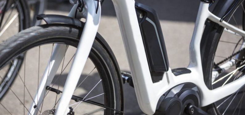 closeup of modern e-bike