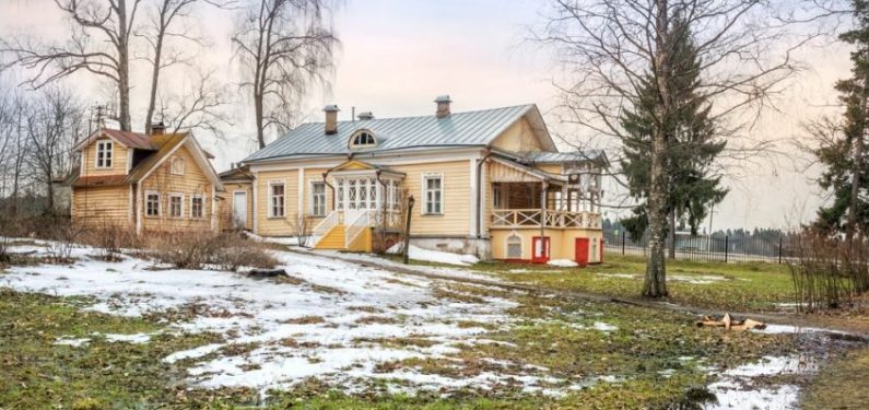 house with outbuildings