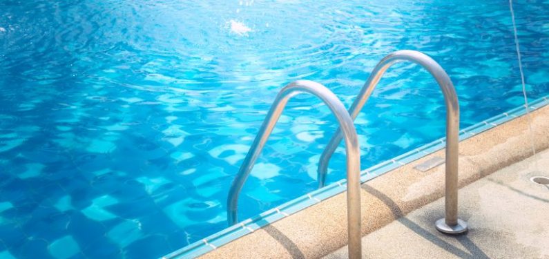 grab bars on a swimming pool