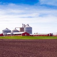 view of an industrial farm from a distance